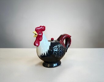 Vintage Cracker Barrel Rooster Teapot, Ceramic Farmhouse Kitchen Decor