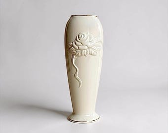 Vintage Lenox Bone China Vase, Ivory 24K Gold Trim