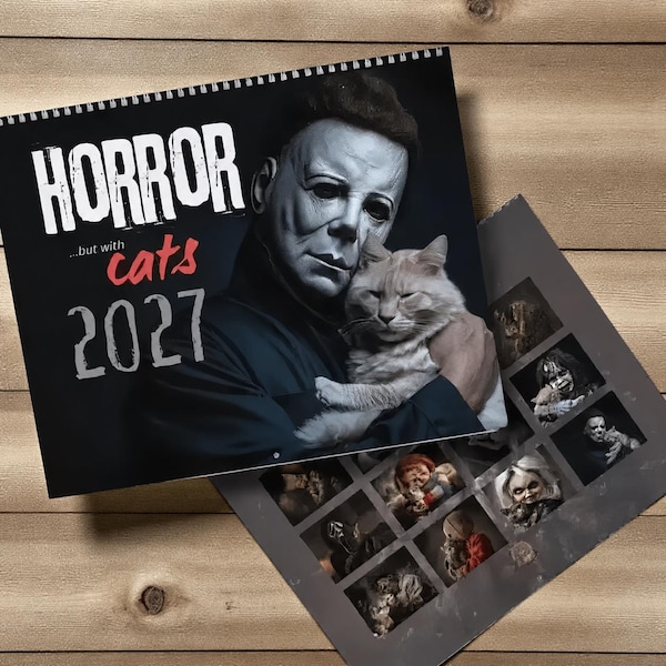 Horror Movie Cats 2027 Wall Calendar: Spooky Michael Myers Gift