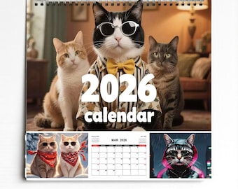 2027 Funny Cat Calendar: Feline Fashion Desk or Wall Decor