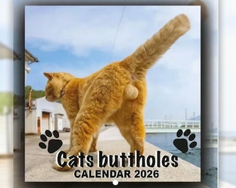 Funny Cat Butt Calendar 2026 - Gag Gift for Cat Lovers