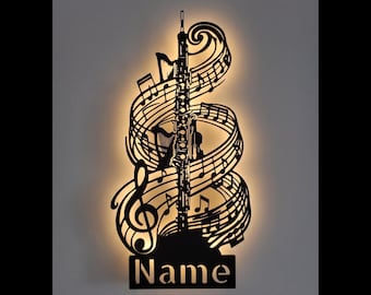 Oboe wall lamp, sign or display stand (elegantly illuminated wall art) – The perfect gift for musicians, oboists and oboists