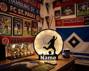 Personalized Football Night Light with Name • LED Lamp for Children's Room • Gift for Football Fans & Boys • Decorative Light with Remote Control