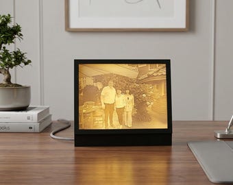 Personalized 3D-Printed Black and White Photo Night Light – Interchangeable Images and Remote Control | Gift for Weddings, Babies & Families