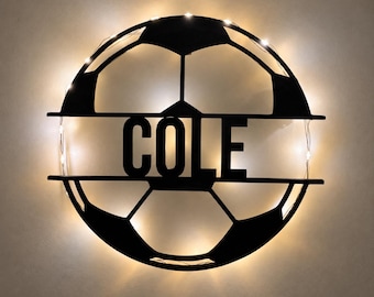 Football with personalized name: wall lamp, sign or display stand