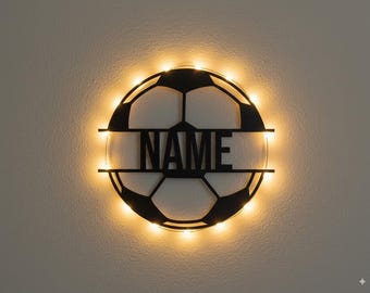 Football Gifts Decoration Wall Lamp Night Light Personalized with Name I Gift for Boys Girls & Adults I Battery Operated