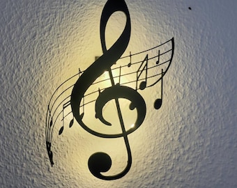 Music wall lamp, sign or display stand, wall decoration treble clef jewelry, treble clef, gift for musicians