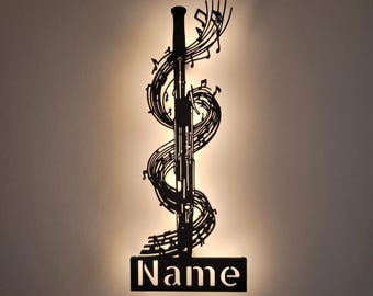 Bassoon wall lamp, sign or display (elegantly illuminated wall art), perfect gift for musicians! Bassoonists and bassoon players