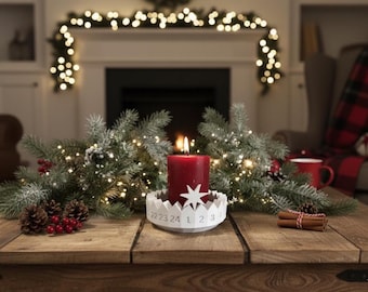 Modern Advent Calendar Candle Holder | 24-Day Countdown with Star | Scandinavian Table Decoration for Tea Lights & Candles | Ø 11 cm or 15 cm