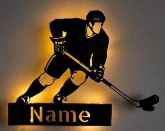 Personalized Ice Hockey Wall Lamp - LED Night Light with Name | 3D Print | Perfect Gift for Ice Hockey Fans