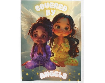 Motivational, limited Edition, Cozy Velveteen Plush Blanket: Soft Throw - Covered by Angels
