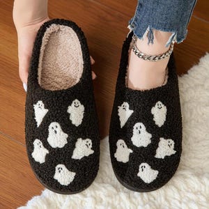 Fluffy Plush Ghost Slippers: Cozy Women's Loungewear