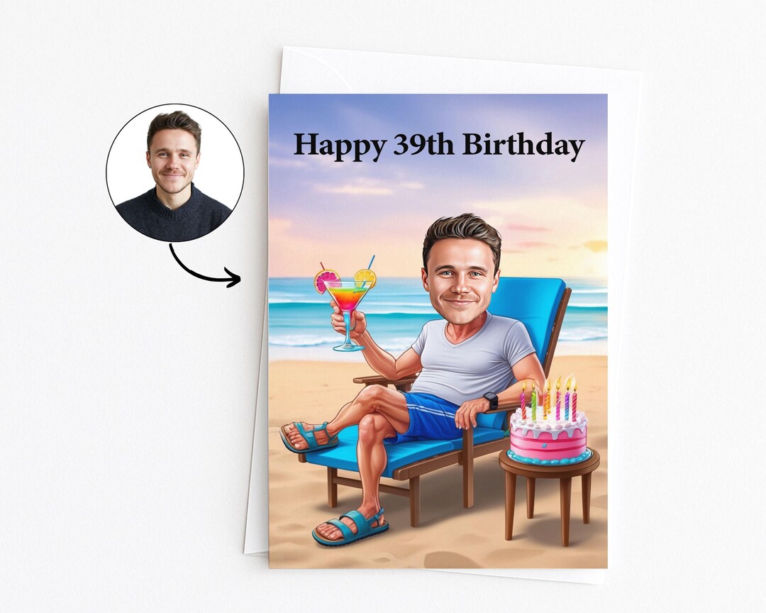 Custom Greeting Card for 39th Birthday, 39th Anniversary, Caricature ...