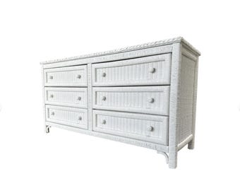 SOLD Wicker Dresser by Henry Link 58” Long - Vintage Lexington