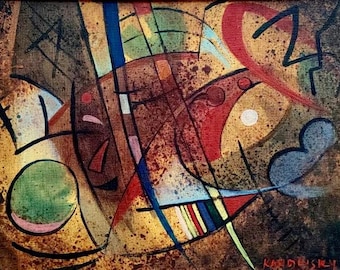 Abstarct Expressionist Painting in the style of Kandinsky / Modern Geometric Wall Decor / Colorful Abstract artwork