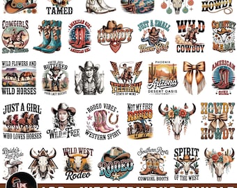 Western Png Bundle, Retro Western Designs, Cowboy Cowgirl Sublimation, Country T Shirt Graphic, Digital Download