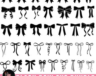 Black Bow Svg Bundle, Ribbon Bow Svg, Coquette Bow Svg, Bow Tie Svg, Ribbon Bow Clipart, Svg Files For Cricut, Instant Download, Silhouette