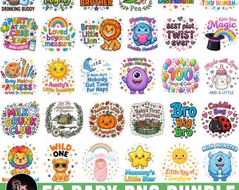 Baby Png Bundle, 50 Designs, Newborn Sublimation Png, Baby Shower Graphics, Funny Baby Quotes, Baby Onesie Design, Boy Girl Nursery Png