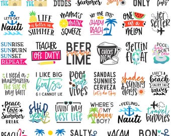 Summer Svg Bundle, Vacation Shirt Svg, BOHO Summer Svg, Beach Svg, Summer Quotes Svg, Tropical Fun Svg, Summer Cut Files, Digital Download
