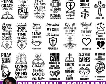 Christian Bookmark Svg Bundle, Bible Verse Bookmark Designs, Faith Bookmark Svg, Religious Scripture Quotes, Christian Gift,Bible Journaling