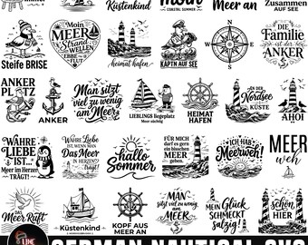 German Nautical Svg Bundle, Moin Plotter File, German Seagull, Maritime Svg, German Sea, Plotterdatei Küstenkind Svg, Hamburg Svg, Meerweh