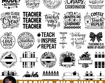 Teacher Svg Bundle,Teacher Split Monogram Svg, Back to School Svg, Teacher Quote Svg, Teacher Elements Svg, Teacher Life, School, Silhouette
