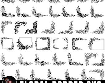 Floral Corner Border Svg Bundle, Flower Corner Svg, Border Svg, Decorative Frame Svg, Wedding Border Svg, Baroque Corner Design,Digital File