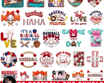 Baseball Png Bundle, Faux Yarn Game Day, Junkie Ballpark Crochet Cozy Knit Love Baseball Mom Life Preppy Coquette Bow Dirt & Diamonds Season