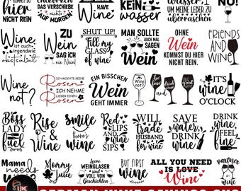 German plotter file Wine Sayings Bundle, Wine svg, Wine Sayings svg, Cricut svg, Wine o clock, Alcohol svg, Coaster Sayings For Cricut