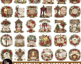 Christian Christmas Png Bundle, 50 Designs, Nativity Jesus Cross Png, Religious Christmas Sublimation, Bible Verse Designs, Digital Download