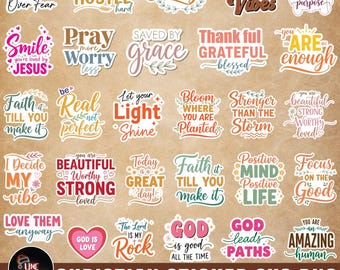 Christian Digital Stickers Svg Png Bundle, Sticker sheet Svg, Bible Verse Sticker Pack, Bible Journaling, Prayer Journaling, Faith Stickers