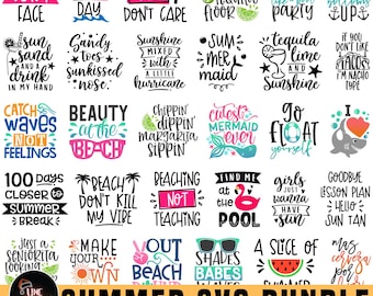 Summer Svg Bundle, Vacation Shirt Svg, BOHO Summer Svg, Beach Svg, Summer Quotes Svg, Tropical Fun Svg, Summer Cut Files, Digital Download