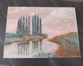 Original Painting oil Landscape with water 10 X 14 ( 643)