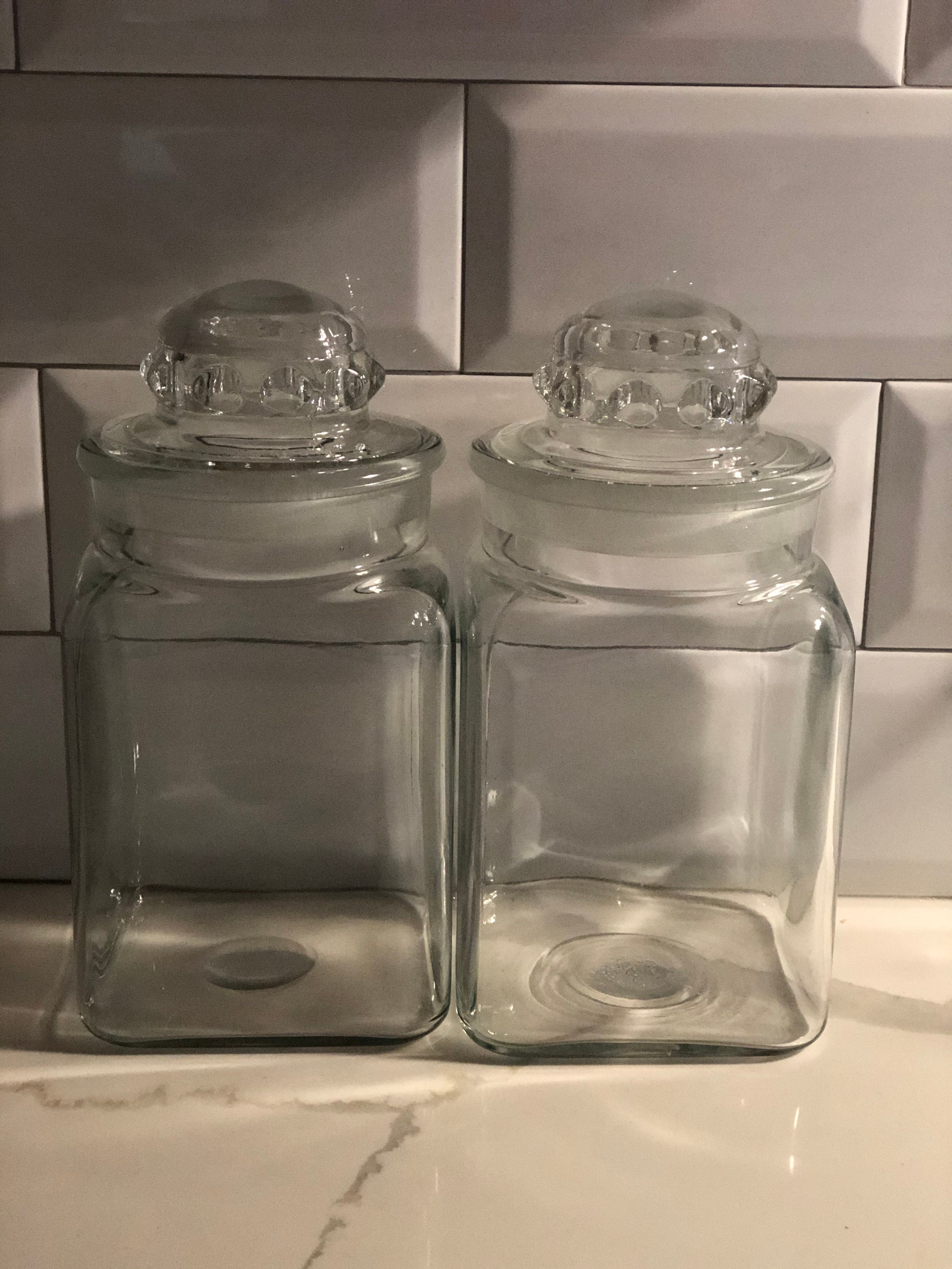 Canister set 2 clear glass / Mid Century / 1940 to 1950 Etsy