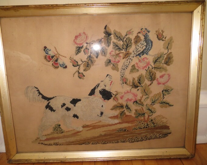 Vintage PUNCH PAPER EMBROIDERY Large Framed Art One of A Kind Etsy