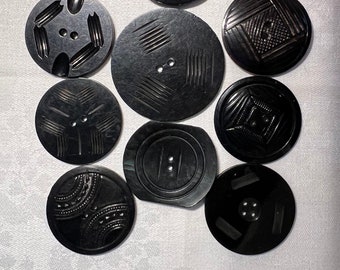 Buttons celluloid black wafer lot 11