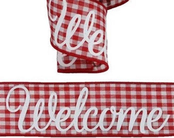 Newcomer Ribbon Red/white Welcome Gingham Check Ribbon, 2-1/2 Inch X 10 Yds Wired ...