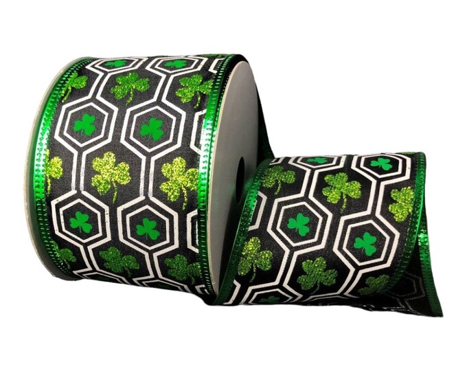 Shamrock Hexagon Wired Ribbon 2.5
