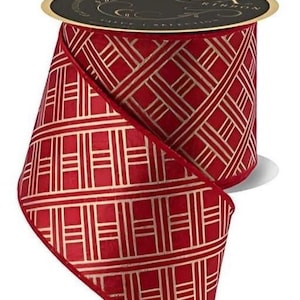 4&quot; X 10 Yds. Deluxe Metallic Glittered Woven Stripes/Fused Wired Ribbon, Red/Gold, Christmas, Wreaths, Garland, Bow, Arrangement