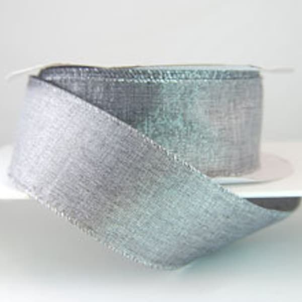 5 YDS, Wired 2.5" Grey and Silver Christmas Ribbon Ribbon, Wreaths, Arrangement, Scrap-booking, Crafts, Christmas, Any Season Ribbon