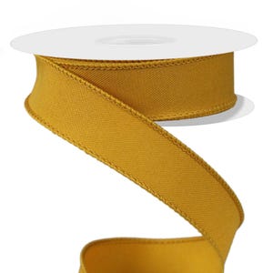 7/8&quot; X 10 Yds. Dark Yellow Diagonal Weave Fabric Wired Ribbon, Any Season, Spring/Summer, Seasonal, Wreaths, Arrangement, Scrapbook, Bows