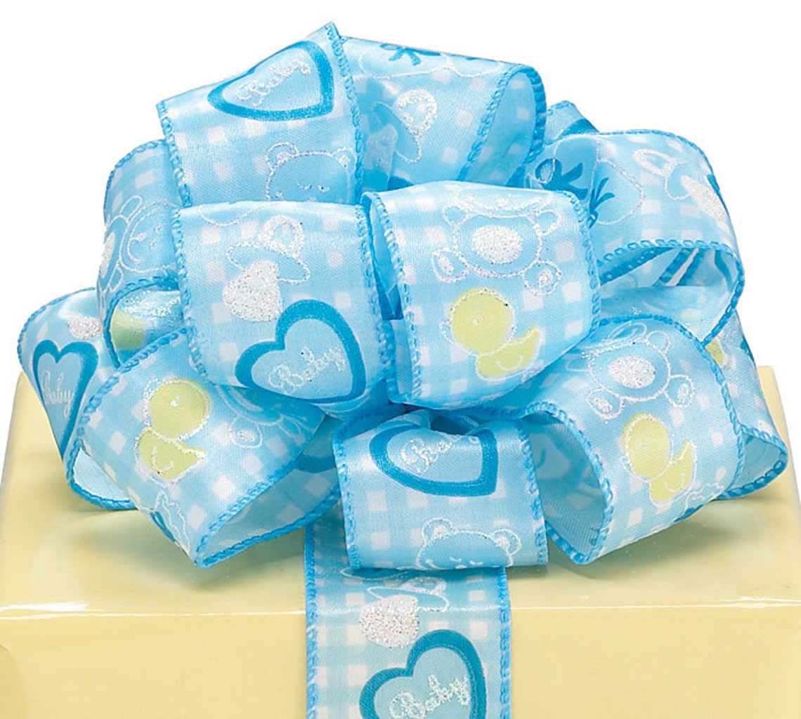 5 yards wired 1.5 Baby Boy Ribbon Satin Ribbon Use Etsy