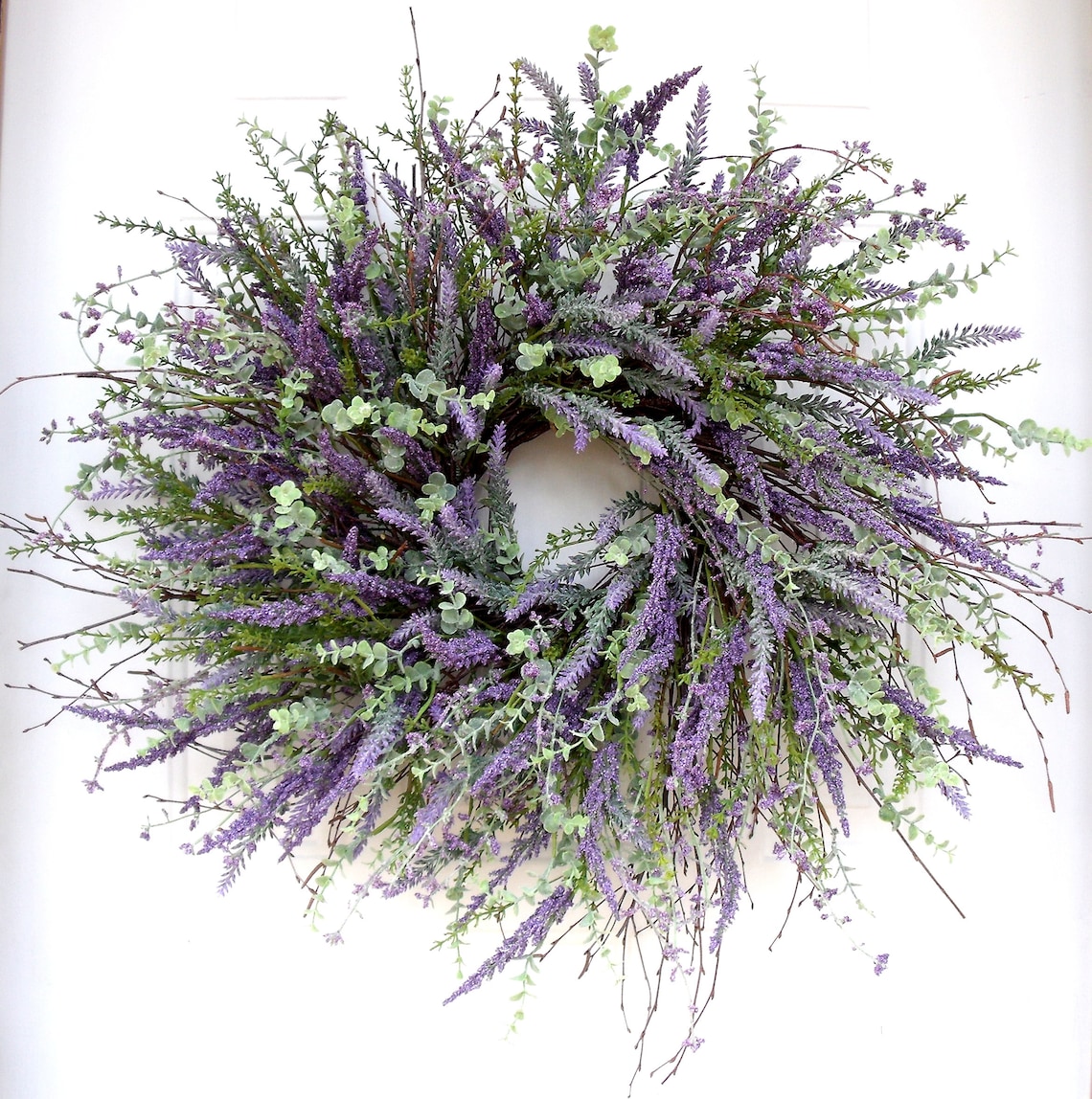26 Spring Summer Lavender Wreath Wispy Natural Birch Etsy