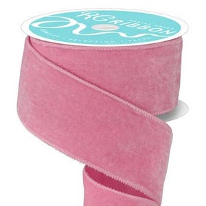 2.5" x 10yd Deluxe Velvet/Satin Backing, Pink, Holiday, Christmas, Any Season ribbon, Wreath, Wedding, Arrangement, Garland, Scrapbook, Bows