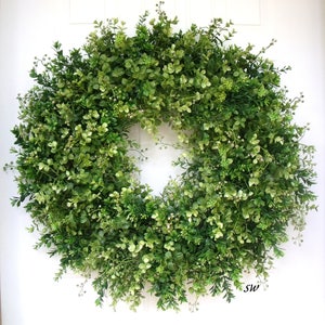Greenery Wreath, Boxwood Wreath, Front Door Wreath, Any Season Wreath, Eucalyptus Wreath, Apt/Condo, Farmhouse Wreath, Fixer Upper Wreath