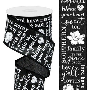 Southern Charm Ribbon: Black & White Wired Burlap, 2.5" x 10yd