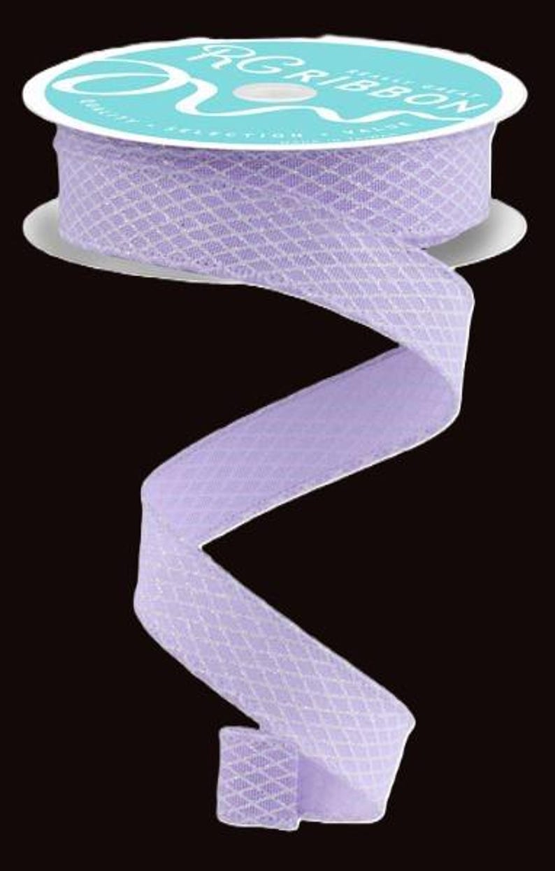 Light Lavender Sparkle Wired Ribbon, Harlequin Pattern, 7/8