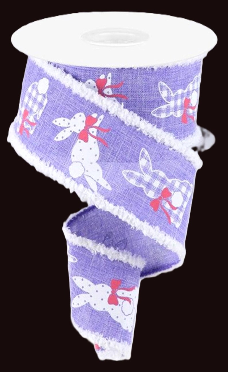 Easter Bunnies on Royal With Drift Edged Wired Ribbon: 2.5