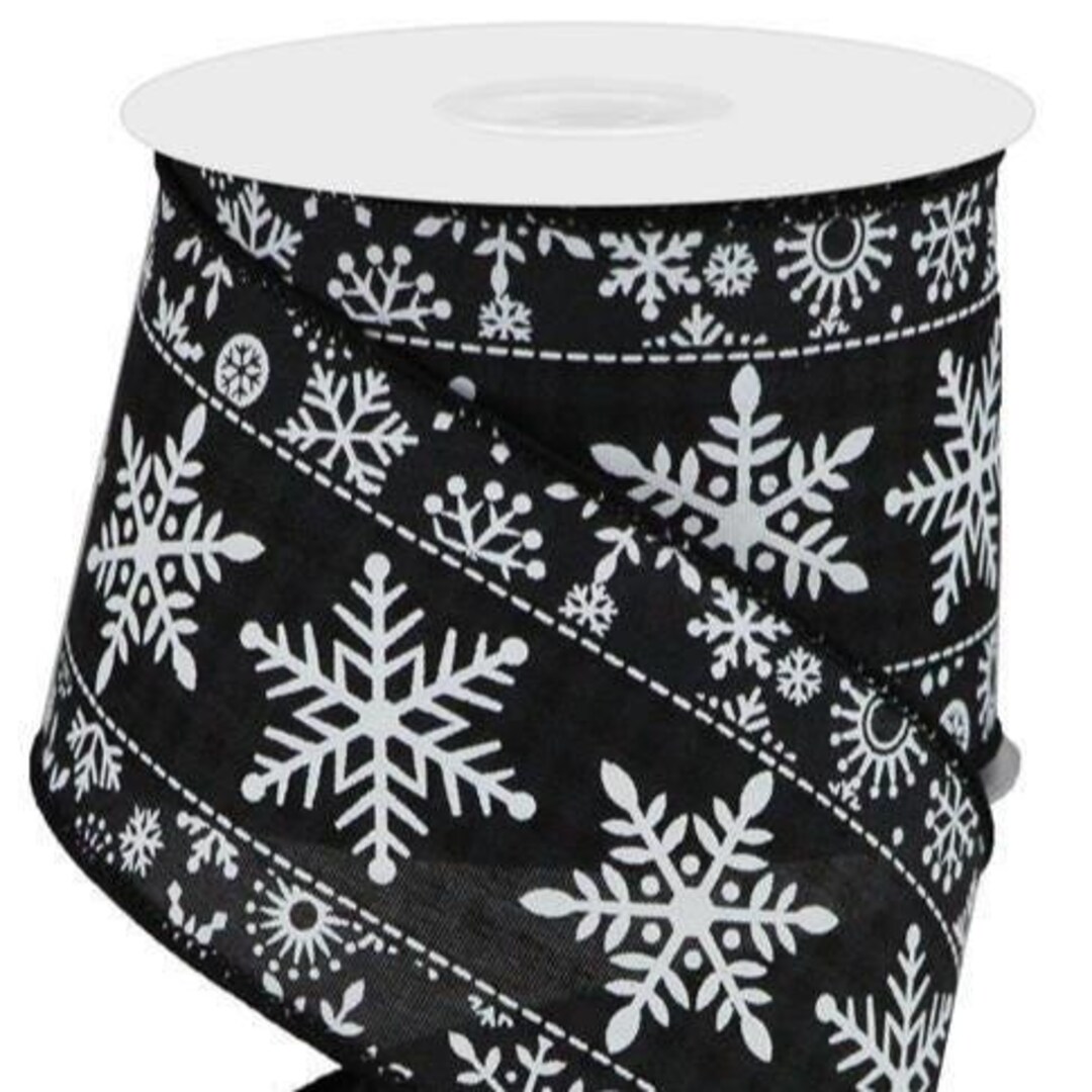 Multi Snowflakes Wired Ribbon, 2.5