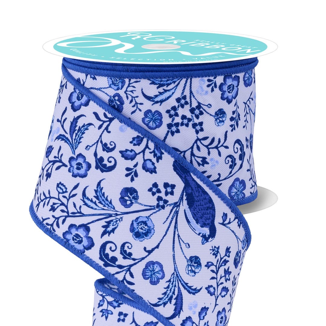 Chinoiserie Floral Wired Ribbon, 2.5